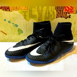 Nike Men’s Zoom Hypervenom X Indoor Soccer Shoes Nikeskin Black/Blue Size 11 EUC